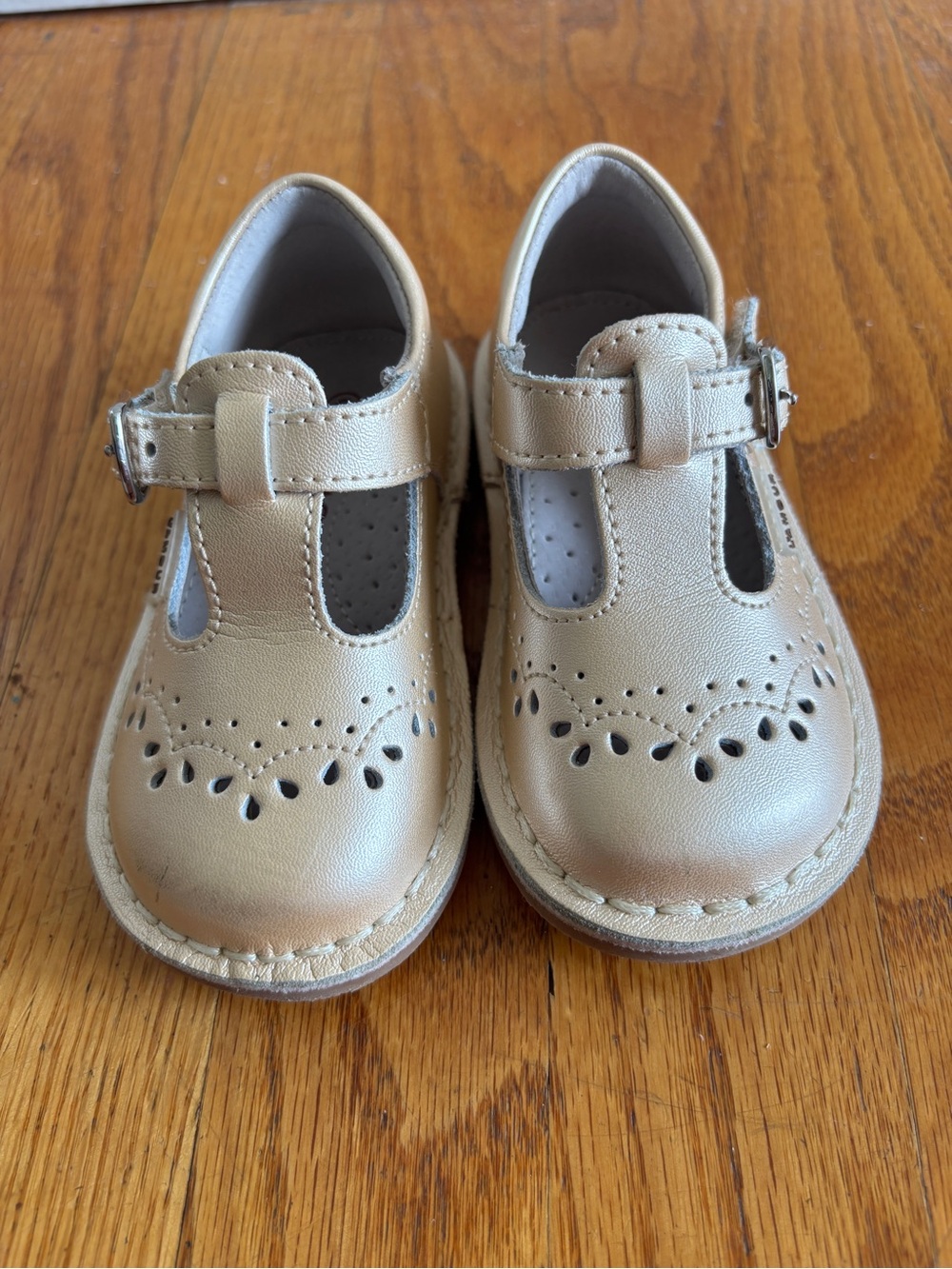 L'Amour Kids Gold T-Strap Dress Shoes